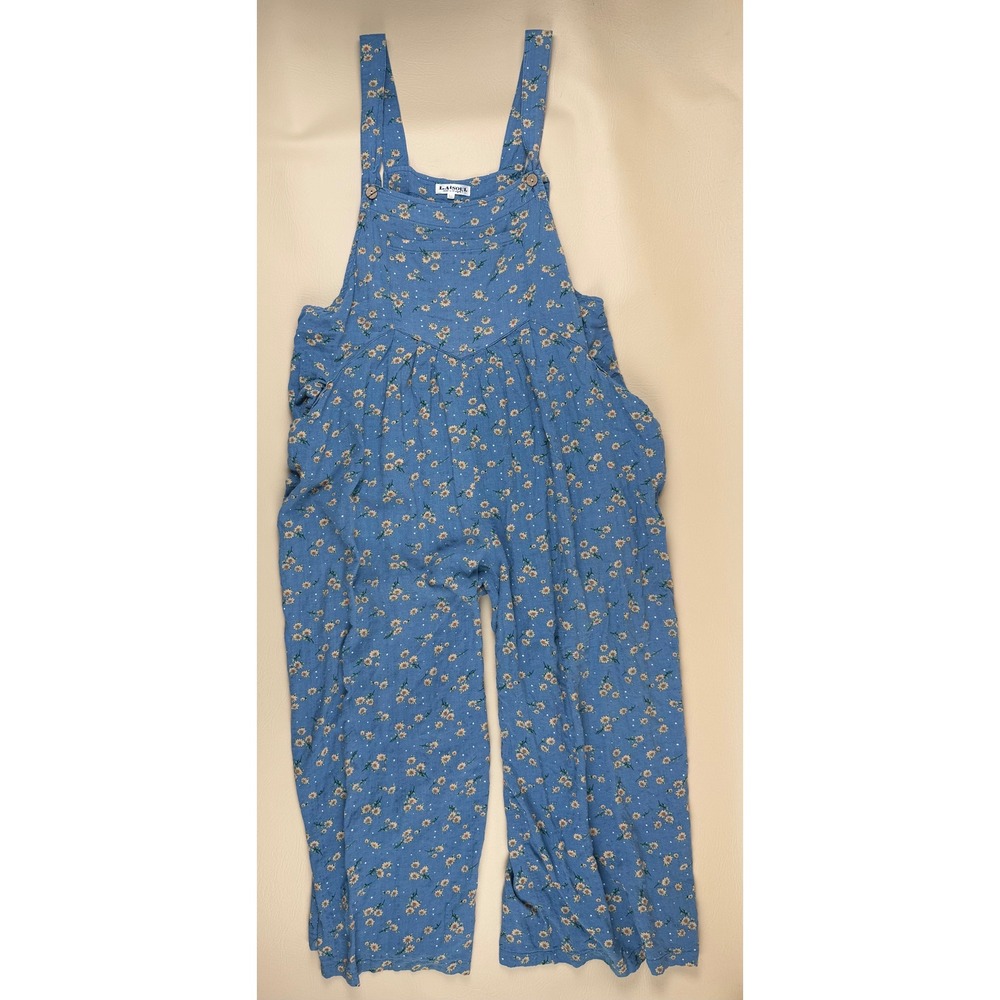 Cottagecore Daisy Floral Overall Jumpsuit Wide Leg  XL L.A. Soul